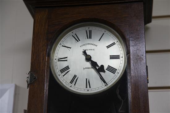 An early 20th century oak cased synchronome electric timepiece, H.50in.